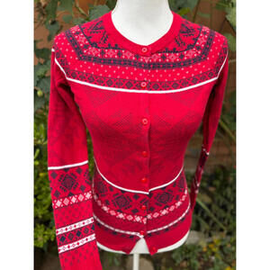 Ramona Light Weight Red Cardigan Holiday Sweater Size Womens  XS